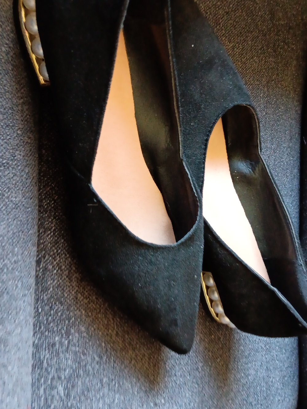 Black Pointed Toe Women's Flats - Classic Suede Look